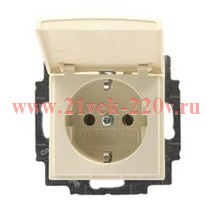 Розетка ABB Basic 55 с крышкой слоновая кость (20 EUK-92)