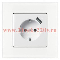 Розетка с зарядным устройством USB 700 мА ABB Basic 55 цвет белый шале (20 EUCBUSB-96)