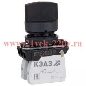 Переключатель КПЕ1610Р черн. 1но+0нз ручка фикс. 2поз IP65 КЭАЗ 332059