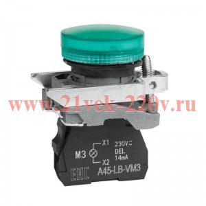 Лампа сигнальная OptiSignal D22 C4-L-M3 зел. металл 230-240VAC XB4BVM3 КЭАЗ 332174