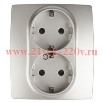 Розетка 2X2P+E Schuko со шторками 16A-250В IP20 Эра 12, перламутр 12-2104-15