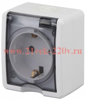 Розетка 2P+E IP54 16A-250В открытой установки Эра Эксперт, белый 11-2401-01