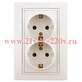 Розетка 2х2P+E Schuko 16А 250В IP20 Intro Plano, слоновая кость 1-205-02 (бежевый)