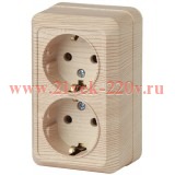 Розетка 2х2P+E Schuko 16А-250В IP20 ОУ Intro Quadro, сосна 2-204-11 (5055945592535)