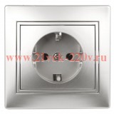 Розетка 2P+E Schuko 16А 250В IP20 Intro Plano, алюминий 1-202-03