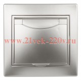 Розетка 2P+E Schuko с крышкой 16А 250В IP20 Intro Plano, алюминий 1-203-03