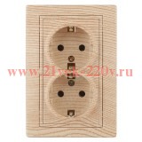 Розетка 2х2P+E Schuko 16А 250В IP20 Intro Plano, сосна 1-205-11