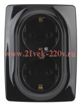 Розетка 2-м СП Эра12 12-2106-06 16А IP20 16AX 250В 2х2P+E Schuko черн. Эра Б0031233