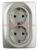 Розетка 2-м СП Эра12 12-2108-15 16А IP20 250В 2х2P+E Schuko защ. шторки перламутр. Эра Б0036451