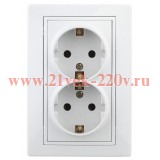 Intro 1А-208-01 Розетка 2X2P+E Schuko со шторками, 16А-250В, СУ, Al+Cu, Plano, белый (10/100/1200)