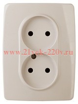 Розетка 2-м СП Эра12 12-2007-02 16А IP20 250В 2х2P без лапок сл. кость Эра Б0038811