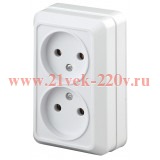 Intro 2Э-203-01 Розетка 2х2P, 16А-250В, ОУ, б.м.п., Quadro, Белый