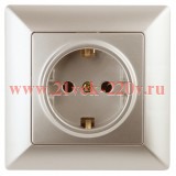 Розетка 2Р+Е Schuko со шторками 16А-250В Intro Solo, шампань 4-206-04