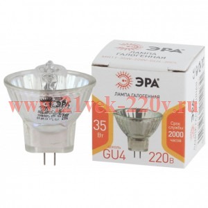 Лампа галогеновая GU4-MR11-35W-220V-30 CL 35Вт галоген софит нейтр. GU4 (10/300/12000) Эра Б0044094