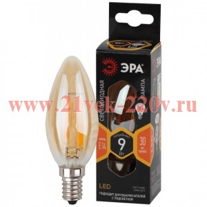 ЭРА F-LED B35-9W-827-E14 gold (филамент, свеча золот, 9Вт, тепл, E14)