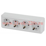 Intro РозеткаQuadro 2-208-01 четырехместная с заземлением 4х2P+E, 16А-250В, IP20, открытой установки