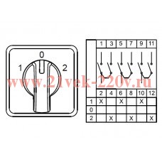 Переключатель трехпозиционный(1-0-2) 3 FAZ 20А 60град. CS020053S Klemsan 800132