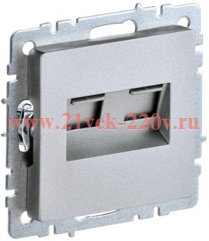 Розетка компьютерная двойная RJ45 кат.5E IEK BRITE алюминий (РК10-2-БрА)