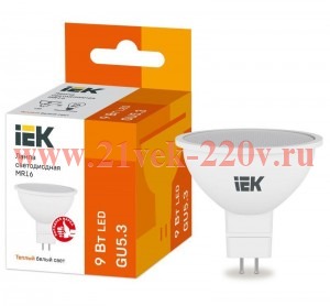 Лампа LED MR16 софит 9Вт 230В 3000К GU5.3 IEK