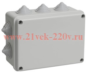 Коробка КМ41271 распаячная для о/п 240х195х90 мм IP44 (RAL7035, кабельные вводы 5 шт)