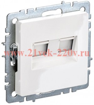 Розетка компьютерная двойная RJ45 кат.5E IEK BRITE белый (РК10-2-БрБ)