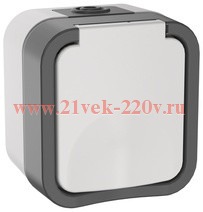 Розетка 2П+3 с крышкой и шторками 16А IP55 TS220 TORS IEK белый