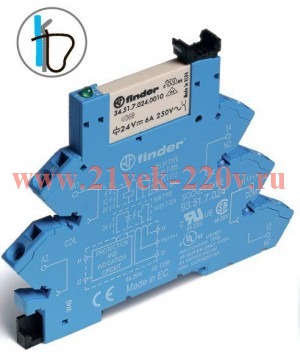 Реле электромеханическое 1CO 6А 24В DC IP20 FINDER 386170240050