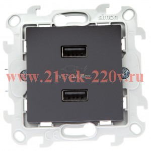 Зарядное устройство 2хUSB 2,1А Simon 24 Harmonie, графит