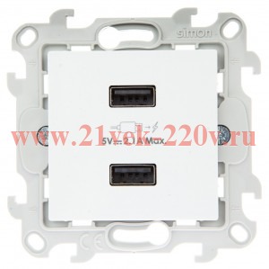 Зарядное устройство 2хUSB 2,1А Simon 24 Harmonie, белый