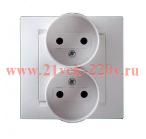 Розетка 2-м СП Simon15 16А IP20 без заземл. бел. Simon 1590457-030