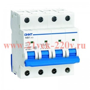 Выключатель автоматический 4п D 6А 6кА NB1-63 (R) CHINT 179765