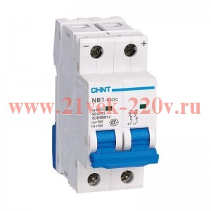 Автоматический выключатель пос.тока NB1-63DC 2P C1A DC500В 6kA (R) CHINT