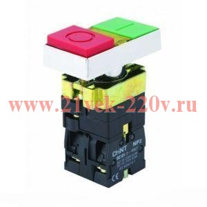 Кнопка двойная NP2-BW8465 1НО+1НЗ AC 230В(LED) IP40 (R) CHINT 574789