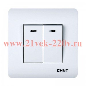 Выключатель проходной 2-кл. с LED-подсветкой 10А 250В CHINT 715386