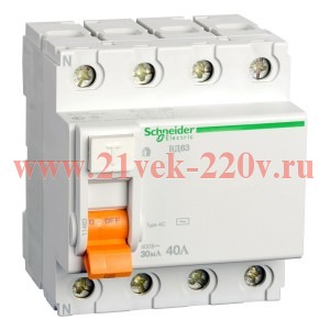 УЗО ВД63 4П 63A 300mA АС Schneider Electric