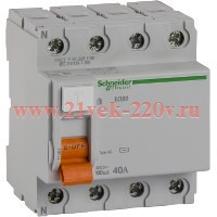 УЗО ВД63 4П 40А 100мА AC Schneider Electric