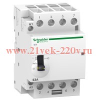 Модульный контактор с ручным управлением iCT Acti 9 Schneider Electric 63A 4п 4НО 220/240В АС 3м