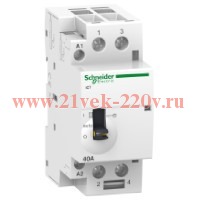 Модульный контактор с ручным управлением iCT Acti 9 Schneider Electric 40A 2п 2НО 220/240В АС 2м