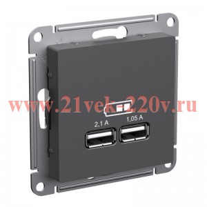 Зарядка USB 5В, 1 порт x 2,1 А, 2 порта х 1,05 А SE SE AtlasDesign, базальт