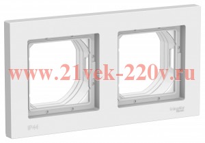 Рамка SE AtlasDesign Aqua 2 поста IP44, белый