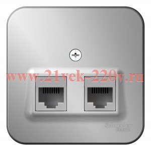 Розетка 2-ая компьютерная RJ45 кат.5E Blanca Schneider Electric алюминий изол.пластина