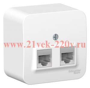 Розетка двойная RJ45 + RJ11 Blanca Schneider Electric белая изол.пластина