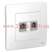 Розетка двойная компьютерная RJ45, категории 5E + RJ11 с/у Blanca Systeme Electric белый