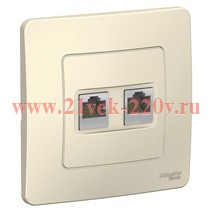 Розетка двойная компьютерная RJ45, категория 5E с/у Blanca Systeme Electric молочный