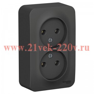 Розетка 2-ая без заземления без шторок Blanca Schneider Electric 16А 250В антрацит изол.пластина