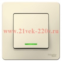 Переключатель 1-клавишный с подсветкой с/у Blanca Systeme Electric 10А 250В молочный