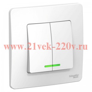 Выключатель 2-клавишный с подсветкой с/у Blanca Systeme Electric 10А 250В белый