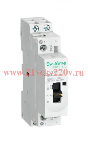 Контактор City9 Set модульный 20A 2НО 2P 230В с ручным управлением Systeme Electric