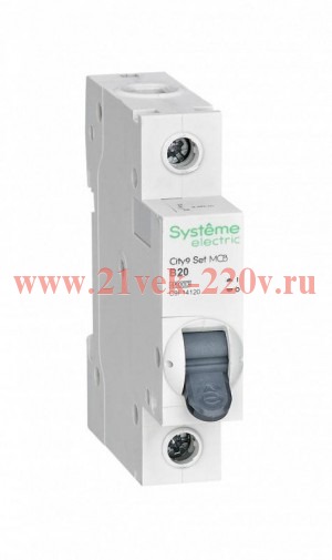 Автоматический выключатель Systeme Electric City9 Set 1П 20А В 4,5кА 230В (автомат электрический)