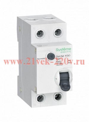 Дифференциальный автомат Systeme Electric City9 Set 1П+Н 25А 10мА C тип A 4,5кА 2 модуля (дифавтомат, АВДТ)